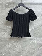 Dior Short-Sleeved Sweater Black Linen - 1