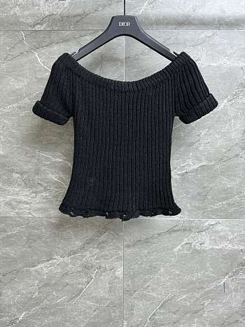 Dior Short-Sleeved Sweater Black Linen