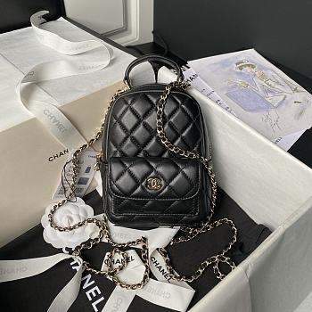 Chanel Backpack Mini Black Lambskin Gold 18x13x9cm