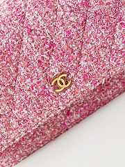 Chanel Wallet On Chain Woc Pink Tweed 19x12x3.5cm - 6