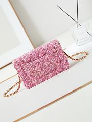 Chanel Wallet On Chain Woc Pink Tweed 19x12x3.5cm - 4