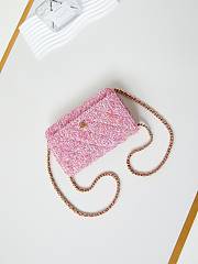 Chanel Wallet On Chain Woc Pink Tweed 19x12x3.5cm - 3