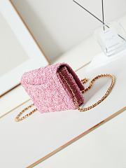 Chanel Wallet On Chain Woc Pink Tweed 19x12x3.5cm - 2