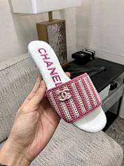 Chanel White Pink Slides - 5