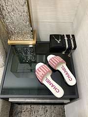 Chanel White Pink Slides - 3