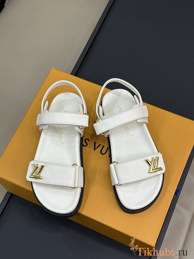 Louis Vuitton LV Sunset Comfort Flat Sandal Lamb Leather White - 1