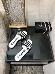 Chanel White Black Slides - 2