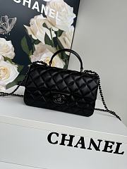 Chanel Top Handle Flap Bag Black Lambskin Black Hardware 20x12x6cm - 1