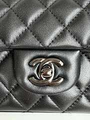 Chanel Top Handle Flap Bag Black Lambskin Black Hardware 20x12x6cm - 5