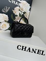 Chanel Top Handle Flap Bag Black Lambskin Black Hardware 20x12x6cm - 4