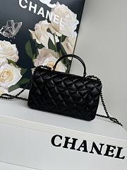 Chanel Top Handle Flap Bag Black Lambskin Black Hardware 20x12x6cm - 2