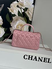 Chanel Top Handle Flap Bag Pink Lambskin Gold 20x12x6cm - 5