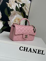 Chanel Top Handle Flap Bag Pink Lambskin Gold 20x12x6cm - 4