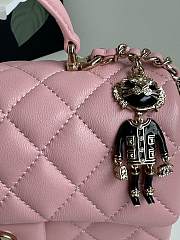 Chanel Top Handle Flap Bag Pink Lambskin Gold 20x12x6cm - 3