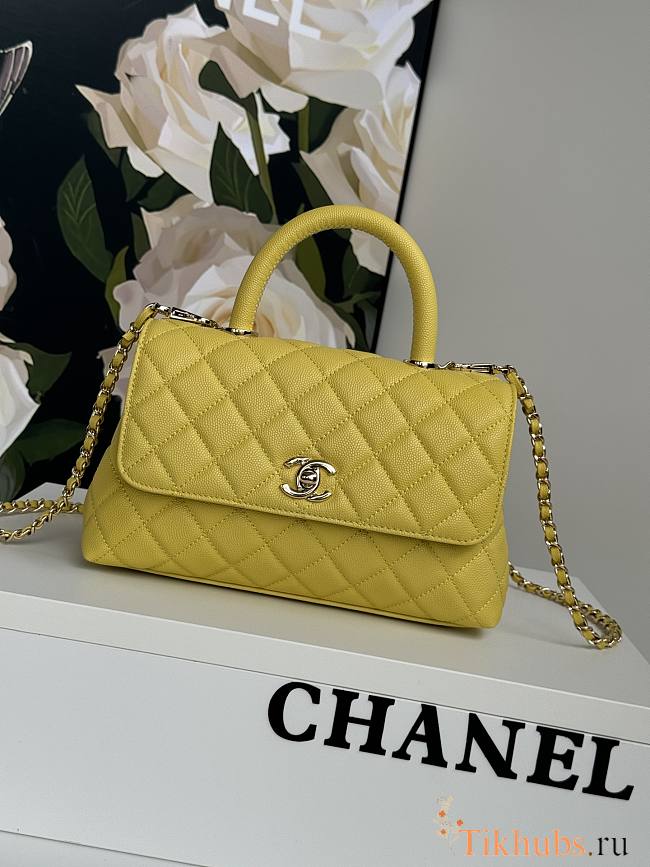 Chanel Coco Handle Bag Yellow Caviar Gold 24cm - 1