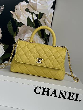 Chanel Coco Handle Bag Yellow Caviar Gold 24cm