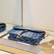 Dior Saddle Pouch With Chain Blue 22x14.5x3.5cm - 5
