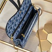 Dior Saddle Pouch With Chain Blue 22x14.5x3.5cm - 2