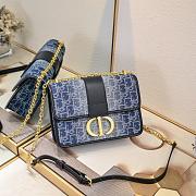 Dior 30 Montaigne Bag Blue Denim Oblique Jacquard 25x15x8cm - 1
