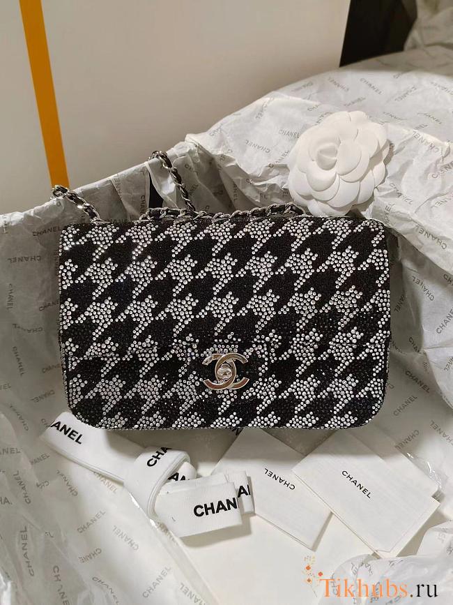 Chanel Evening Bag Calf Leather Black Silver 21x13x8cm - 1