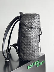 Bottega Veneta Black Intrecciato Flap Backpack 38x26x15cm - 3