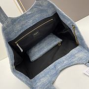 YSL Icare Maxi Shopping Bag Blue Denim 52x32x8cm - 3