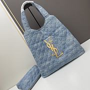 YSL Icare Maxi Shopping Bag Blue Denim 52x32x8cm - 2