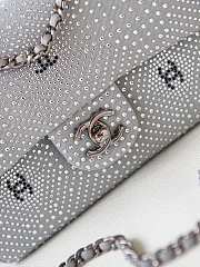 Chanel Small Flap Classic Handbag Velvet Crystal Pearl Grey 20cm - 4
