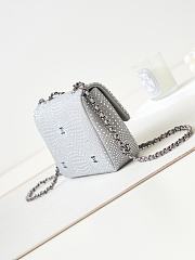 Chanel Small Flap Classic Handbag Velvet Crystal Pearl Grey 20cm - 2