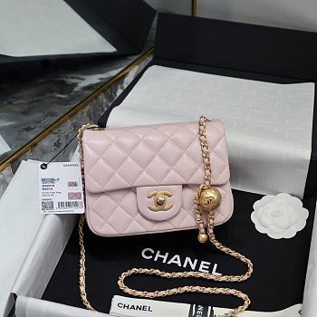 Chanel Mini Flap Bag Light Pink Bell 18x13x7cm