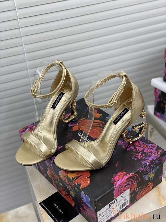 DG Baroque Gold Leather Heel 10cm - 1