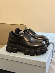 Prada Monolith Lace Up Black Loafers - 1