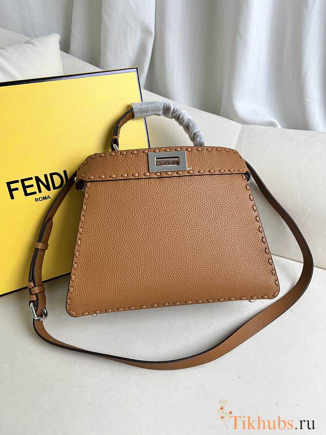Fendi Peekaboo ISeeU Small Brown Leather Bag 27x21x11cm - 1
