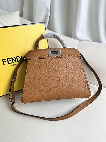 Fendi Peekaboo ISeeU Small Brown Leather Bag 27x21x11cm