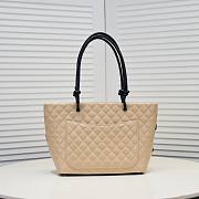 Chanel Cambon Tote Bag Leather Beige 41x23x14cm - 5