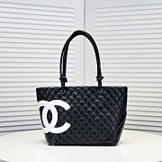 Chanel Cambon Tote Bag Leather Black 41x23x14cm - 1