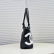 Chanel Cambon Tote Bag Leather Black 41x23x14cm - 6