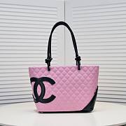 Chanel Cambon Tote Bag Leather Pink 41x23x14cm - 1