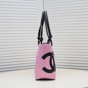 Chanel Cambon Tote Bag Leather Pink 41x23x14cm - 5