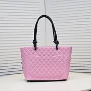 Chanel Cambon Tote Bag Leather Pink 41x23x14cm - 4