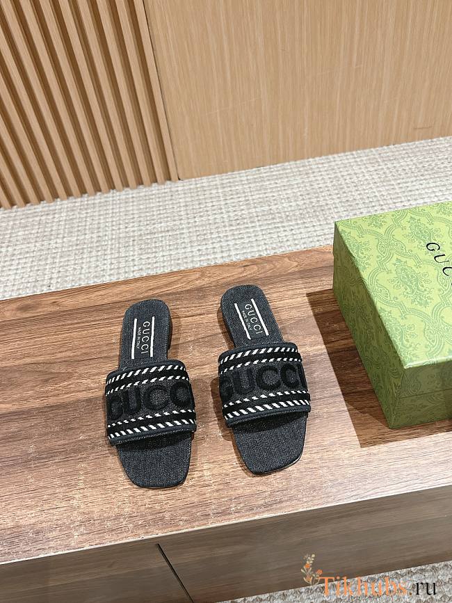 Gucci Women's Slide Sandal Black Denim - 1
