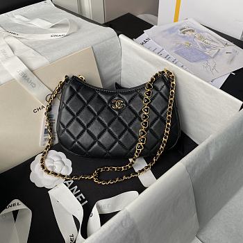 Chanel 24P Hobo Bag Black 20x13x4.5cm