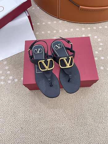 Valentino Vlogo Signature Flat Thong Sandal Black