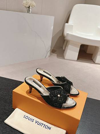 Louis Vuitton LV Denim Black Monogram Mule Sandals 6cm