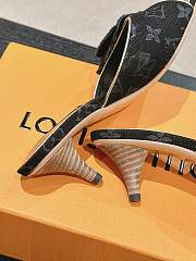 Louis Vuitton LV Denim Black Monogram Mule Sandals 6cm - 2