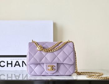 Chanel Flap Bag Heart Purple Caviar Gold 20cm