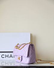 Chanel Flap Bag Heart Purple Caviar Gold 20cm - 3