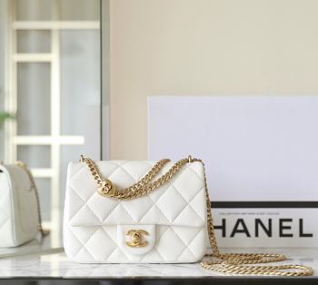 Chanel Flap Bag Heart White Caviar Gold 20cm