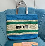 Miu Miu Woven Tote Bag Blue Green 40x34x16cm - 1