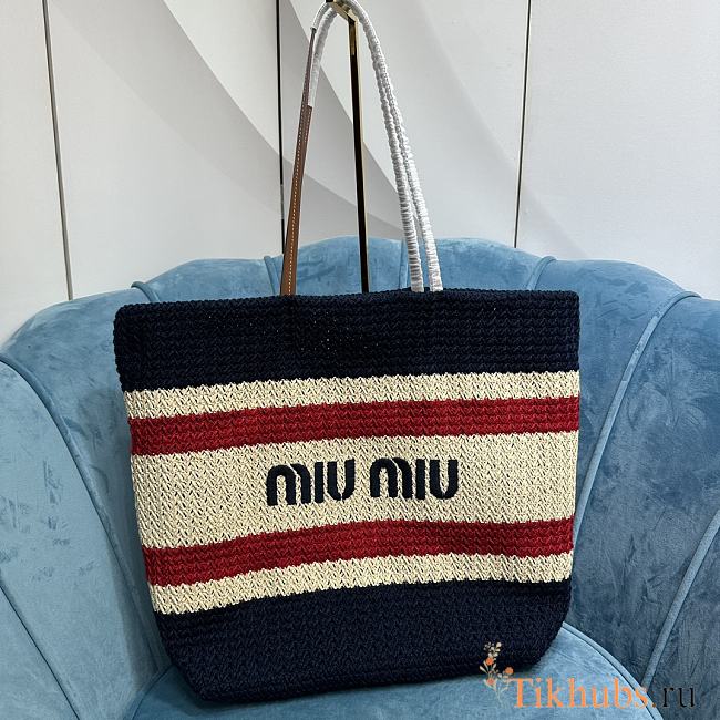 Miu Miu Black Woven Fabric Tote Bag 40x34x16cm - 1